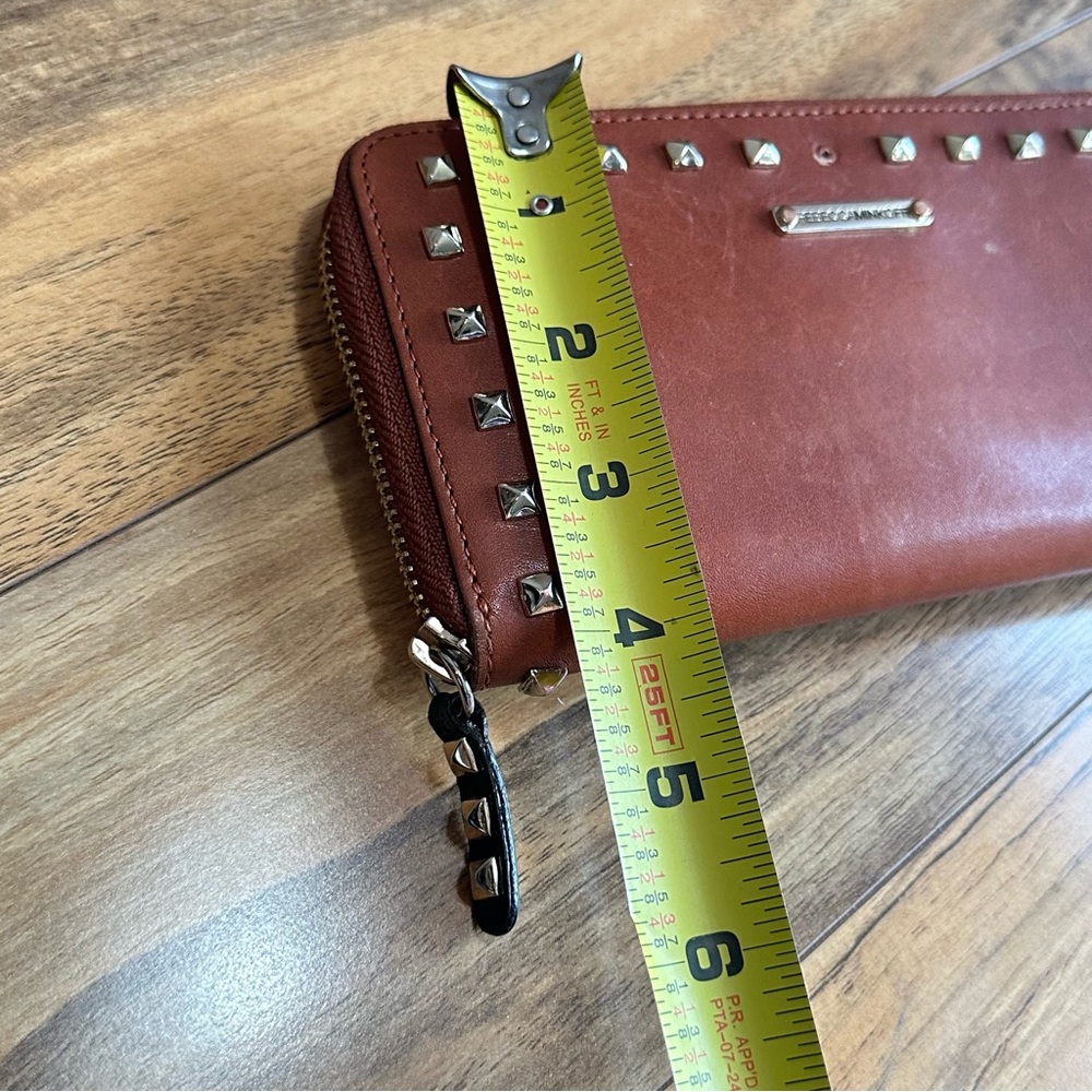 Rebecca Minkoff Brown Leather Wallet, Zippered, Studded, FLAWED - Picture 6 of 8